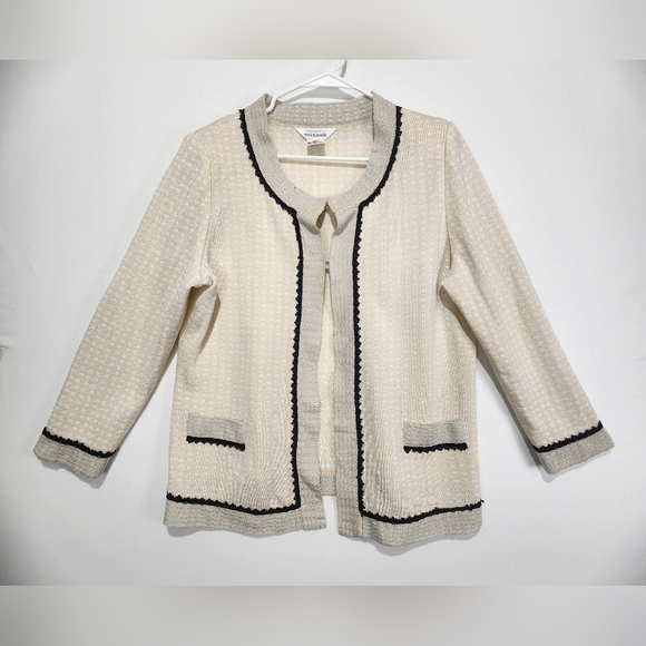Misook Jackets & Blazers - Misook Elegant Classic Cream Jacket with Black Trim Size XL
